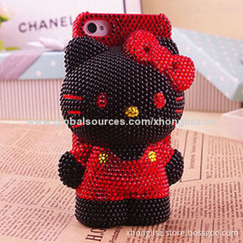 Hot-selling Bow Crystal Finish Hard Cover Case for iPhone 5, Customized Designs Welcomed